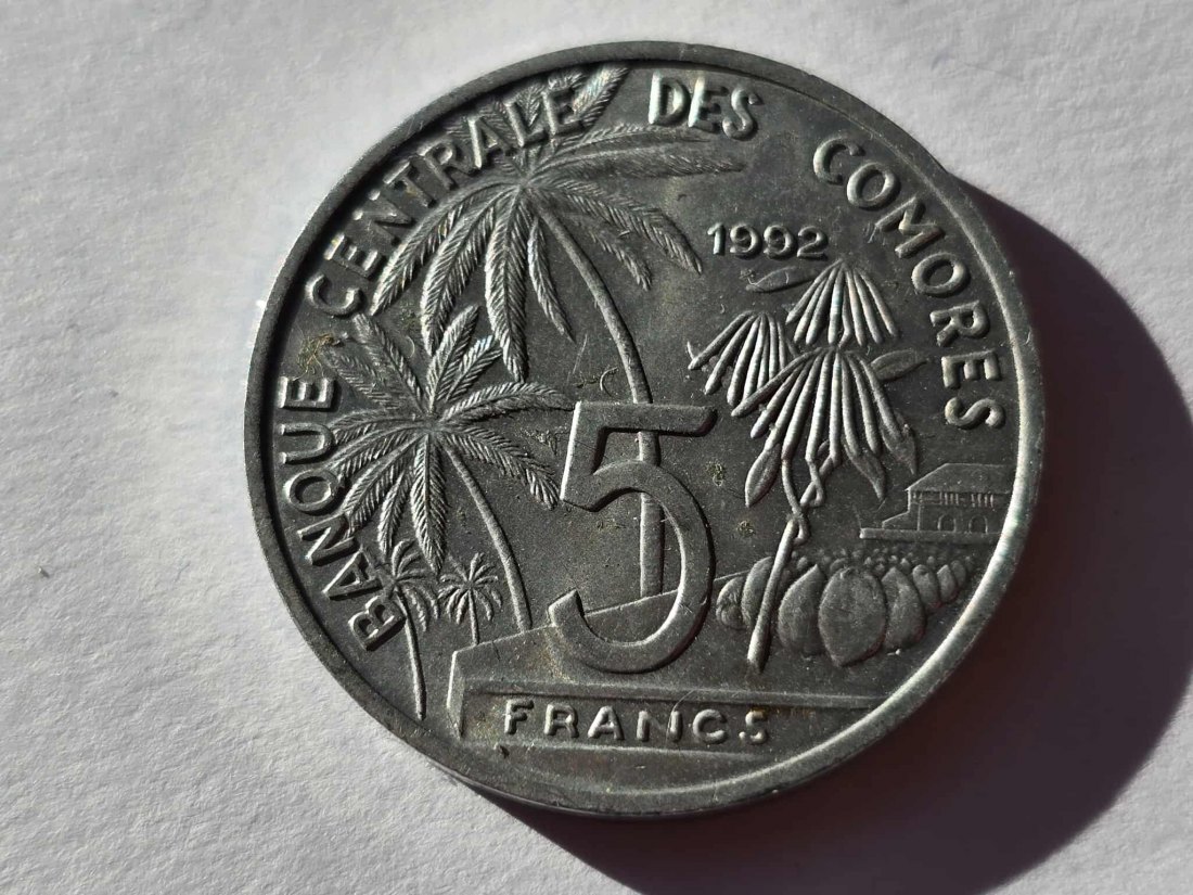  Komoren 5 Franc 1992 VZ+   