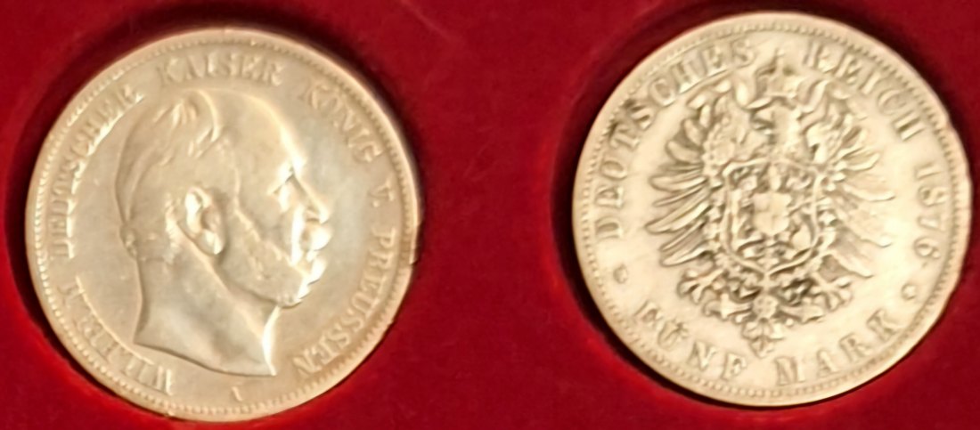  Deutsches Reich, 5 Mark, 1876, Wilhelm I Deutscher Kaiser 27,78g 900er Silber fein=25g   