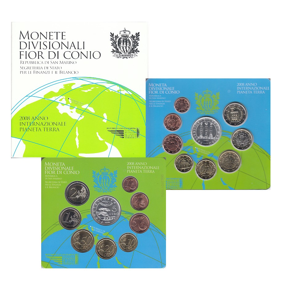  Offiz. KMS San Marino *Jahr des Planeten Erde* 2008 mit 5€-Silbermünze nur 50.000St!   