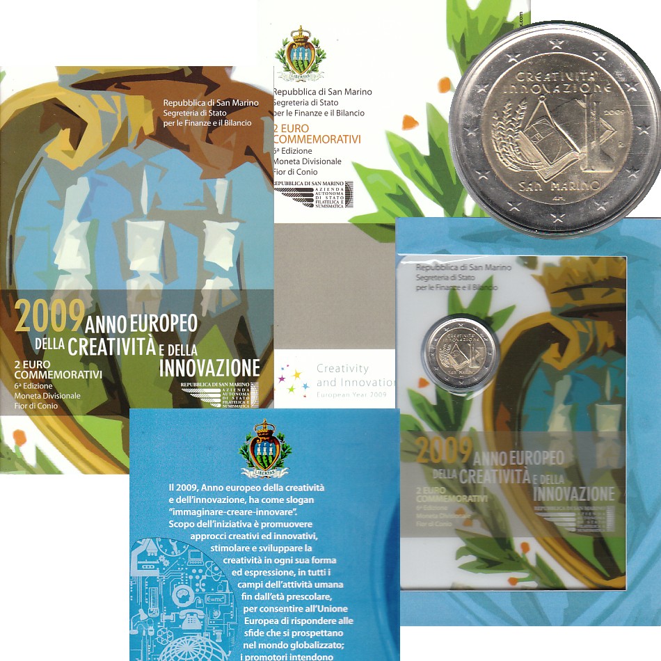  Offiz. 2-Euro-Sondermünze San Marino *Jahr der Kreativität* 2009   
