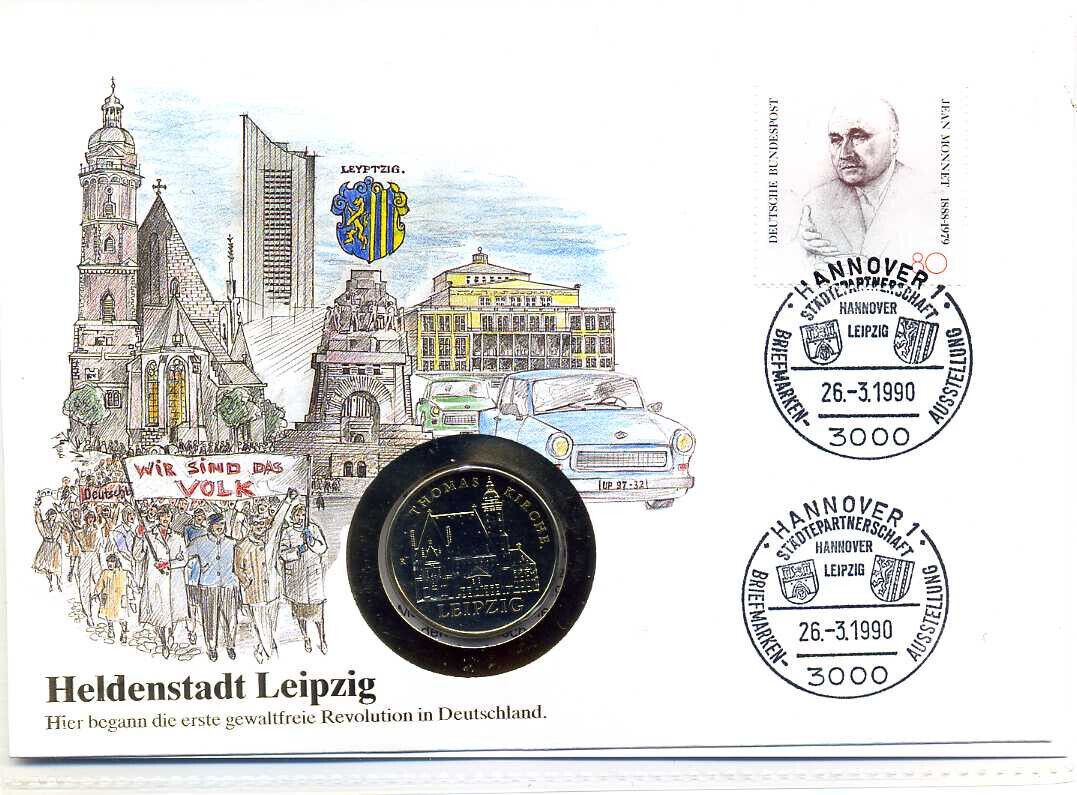  5 Mark Thomaskirche 1984 stempelglanz im seltenen Numisbrief Heldenstadt Leipzig   