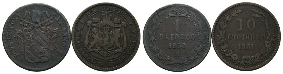  Ausland; 2 Kleinmünzen 1850 / 1881   