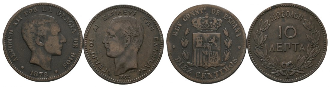  Ausland; Griechenland & Spanien; 2 Kleinmünzen   