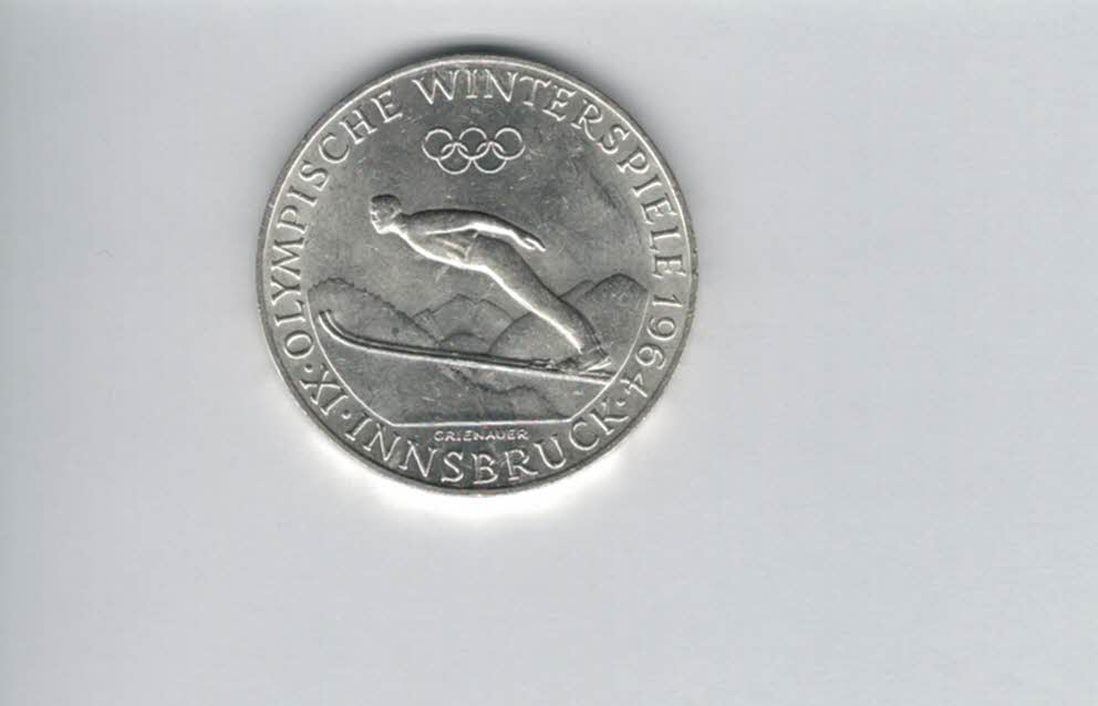  50 Schilling 1964 Winterolympiade Innsbruck silber 18g fein Österreich Spittalgold9800 (4584/3)   