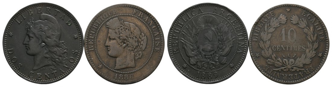  Ausland; Argentinien & Frankreich; 2 Kleinmünzen   