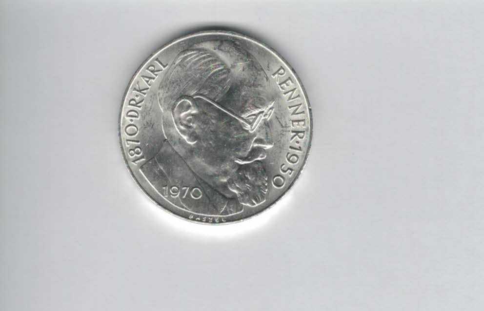  50 Schilling 1970 Karl Renner 2. Republik Ag 18g fein Österreich Spittalgold9800 (04584/10)   