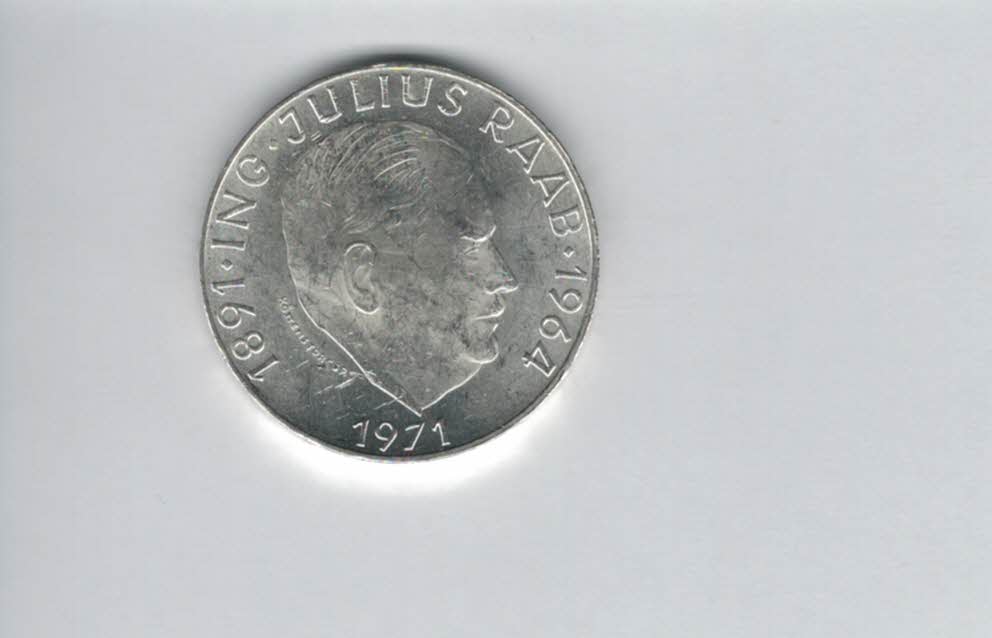 50 Schilling 1971 Julius Raab 2. Republik Ag 18g fein Österreich Spittalgold9800 (4584/11)   