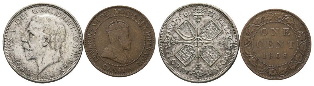  Ausland; Großbritannien & Canada; 2 Kleinmünzen   