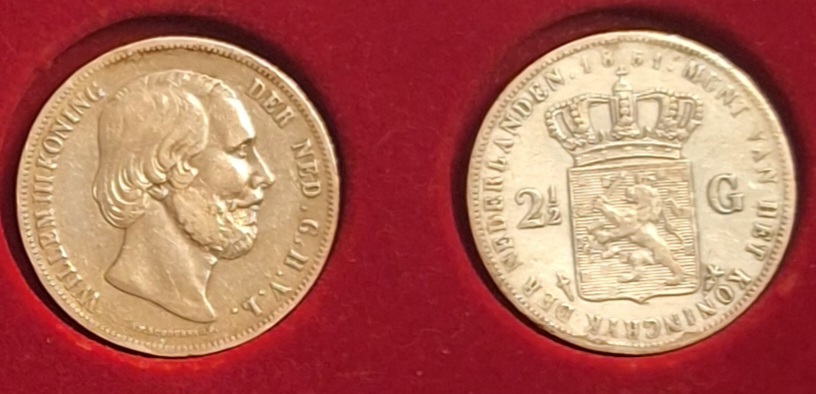  Niederlande 2-1/2 Gulden, 1851 Willem III König der Niederlande 25g 945er Silber fein=23,625g (3)   