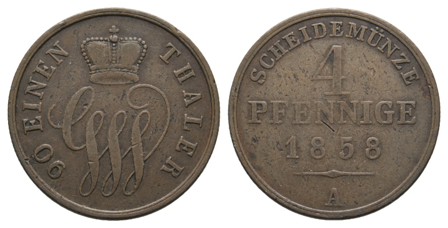  Altdeutschland; Kleinmünze 1858   