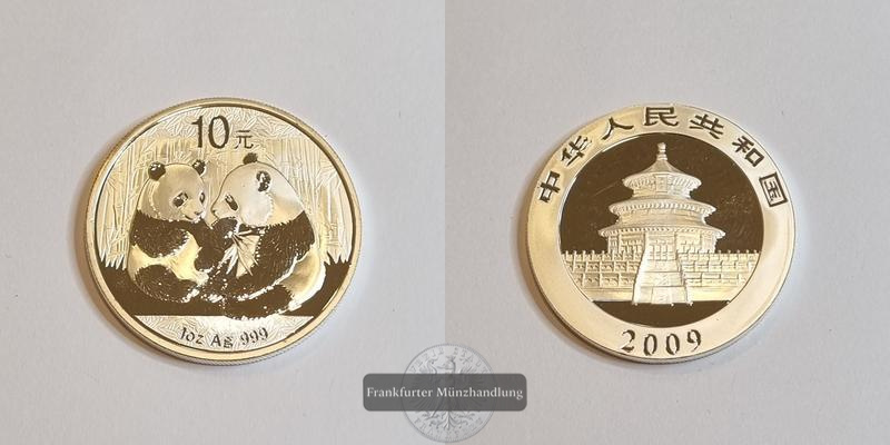  China 10 Yuan  2009  Panda FM-Frankfurt N#37959 Feinsilber: 31,1g   