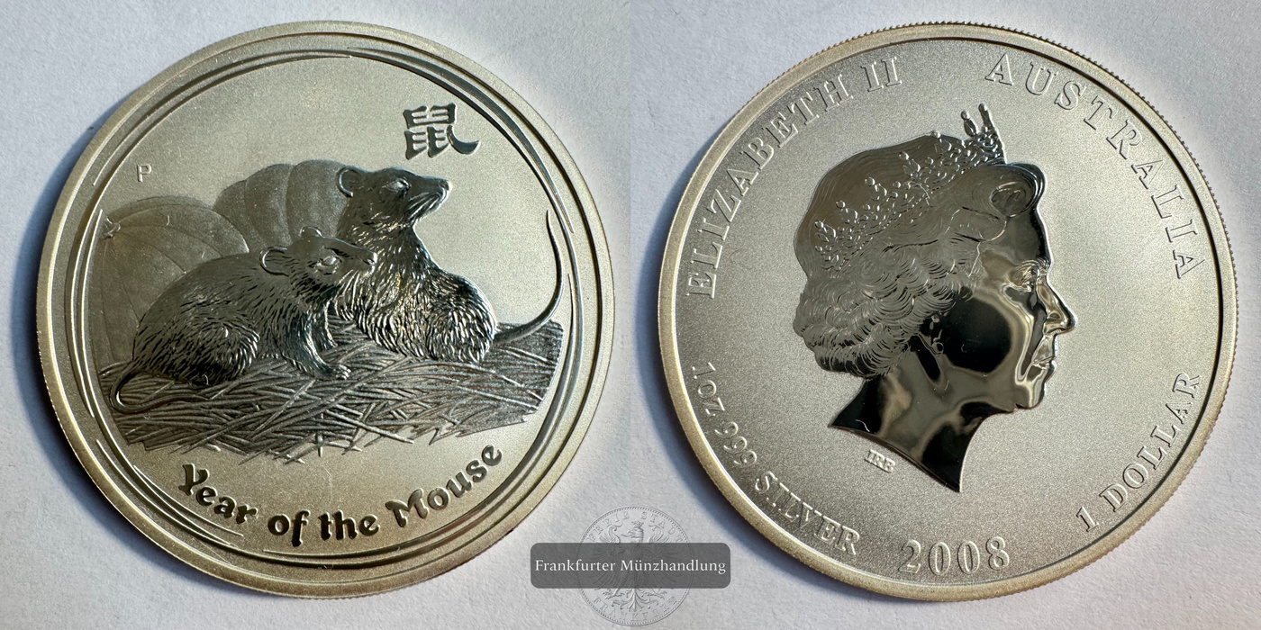  Australien 1 Dollar Year of the Mouse 2008 FM-Frankfurt KM#1755 Feinsilber: 31,1g   