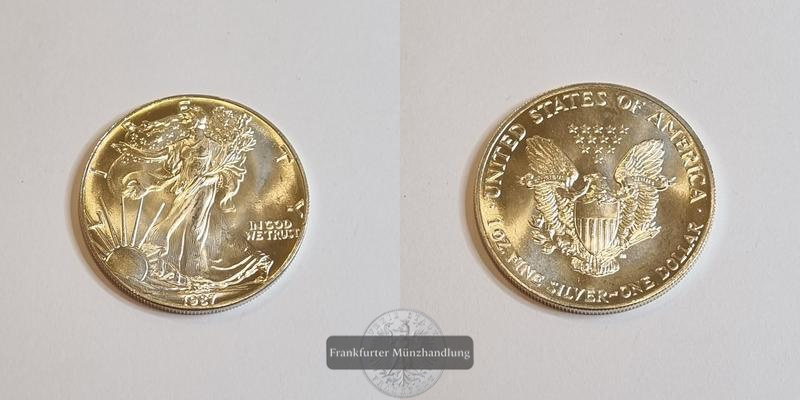  USA 1 Dollar 1987 American Eagle  FM-Frankfurt Feinsilber: 31,1g   