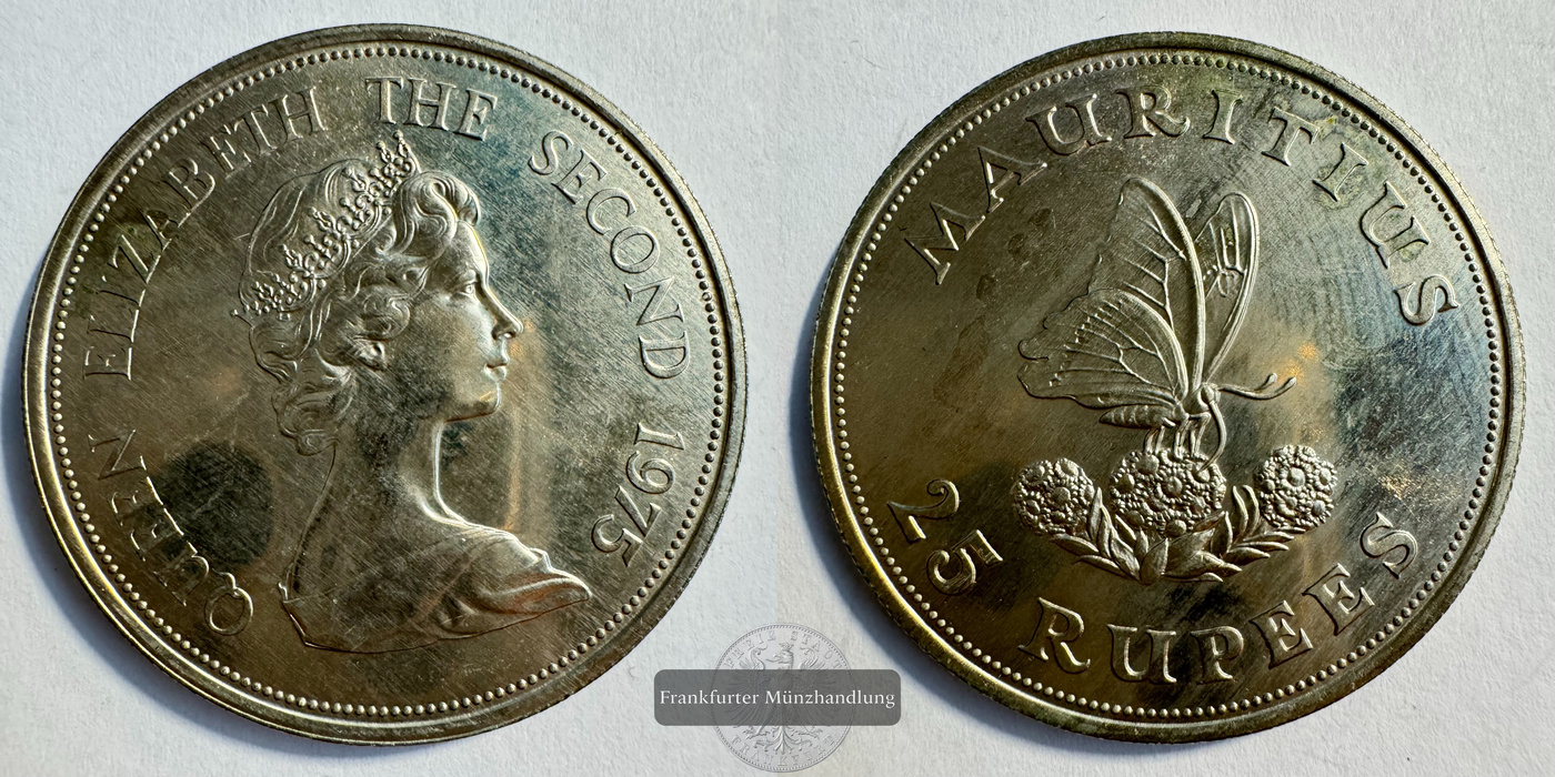  Mauritius 25 Rupees 1975 FM-Frankfurt KM#40 Feinsilber: 12,75g   