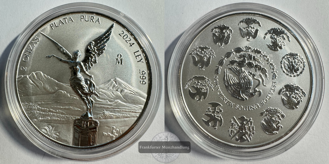  Mexiko 2 Onzas Libertad 2024 (1996-2025) FM-Frankfurt KM#614 Feinsilber: 62,2g   