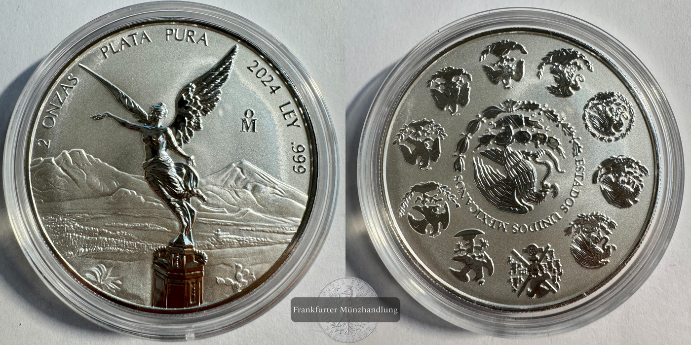  Mexiko 2 Onzas Libertad 2024 (1996-2025) FM-Frankfurt KM#614 Feinsilber: 62,2g   