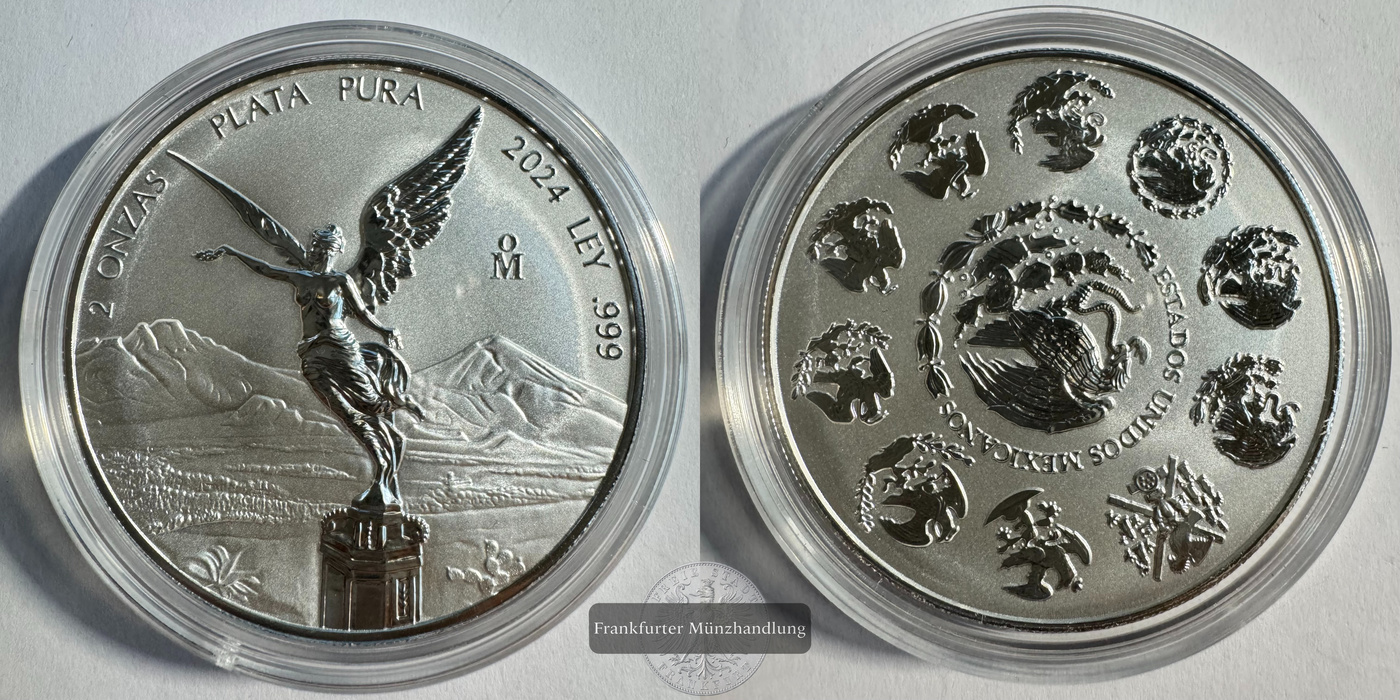  Mexiko 2 Onzas Libertad 2024 (1996-2025) FM-Frankfurt KM#614 Feinsilber: 62,2g   