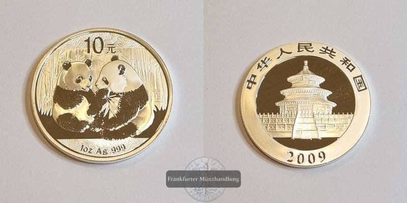  China 10 Yuan 2009 Panda FM-Frankfurt N#37959 Feinsilber: 31,1g   