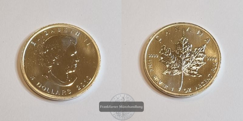  Kanada 5 Dollar 2010 Maple Leaf FM-Frankfurt Feinsilber: 31,1g   
