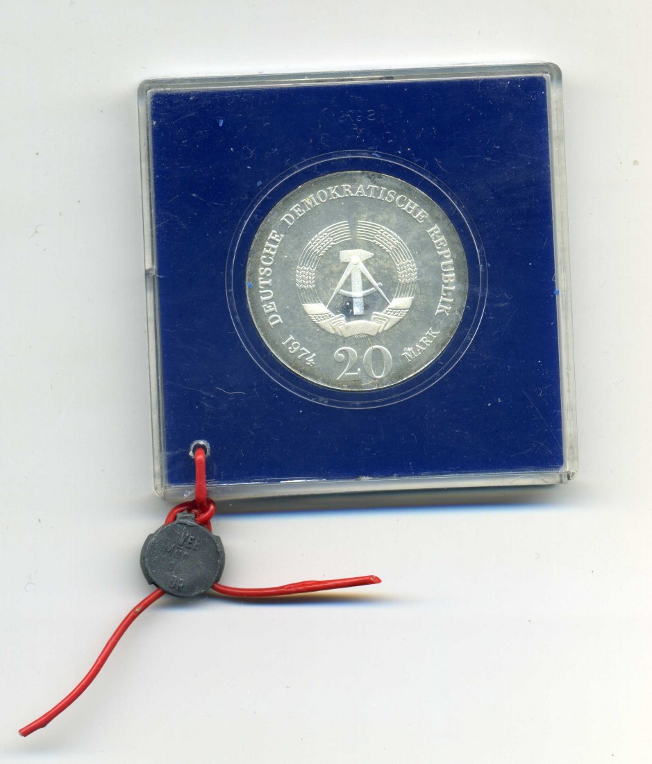  20 Mark 1974 Kant PP Original Schachtel mit Plombe   