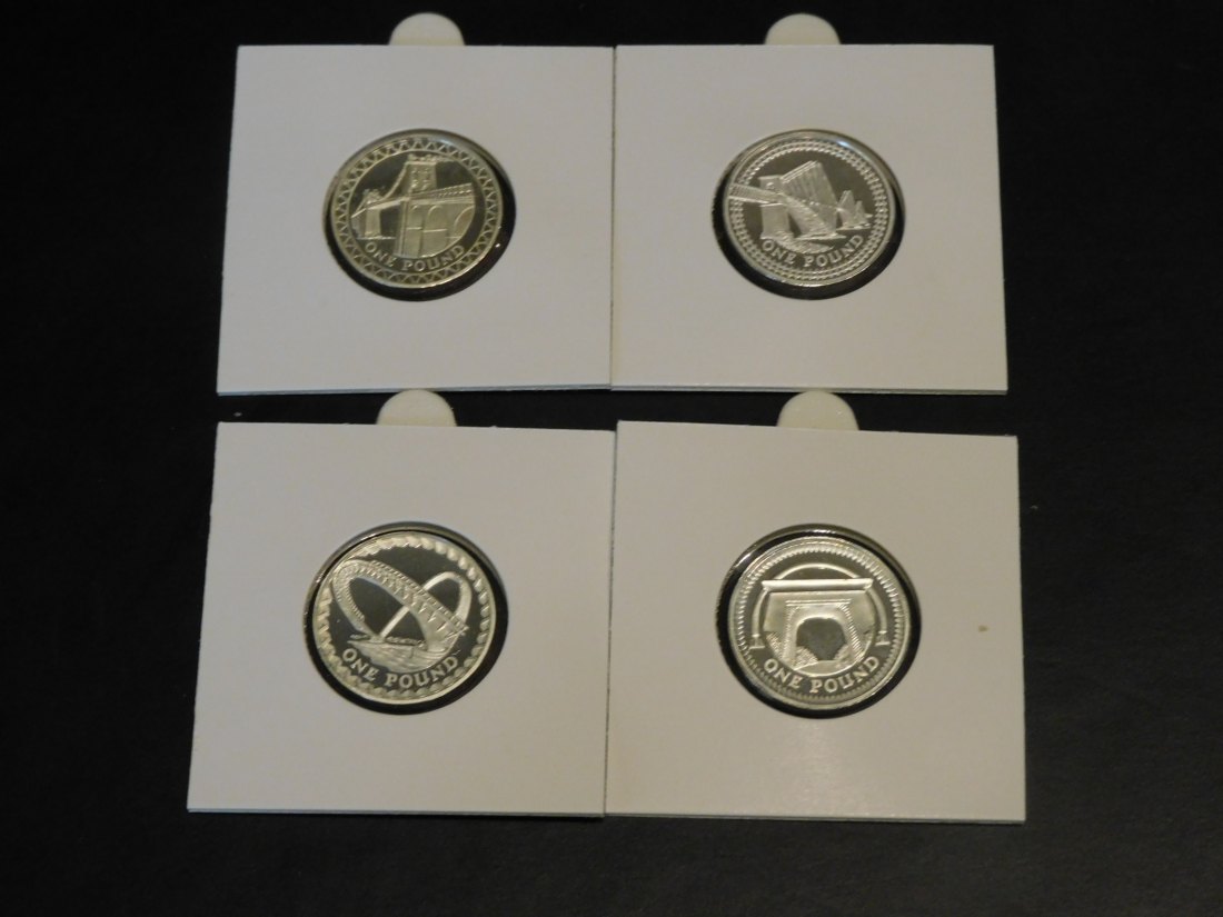 UNITED KINGDOM 4X 1 POUND 2004-5-6-7.GRADE-PLEASE SEE PHOTOS.