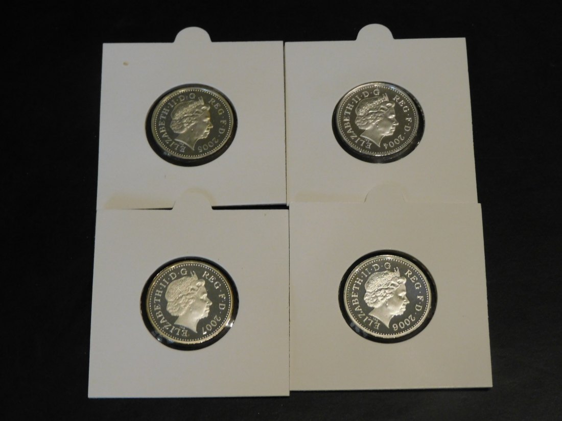  UNITED KINGDOM 4X 1 POUND 2004-5-6-7.GRADE-PLEASE SEE PHOTOS.   