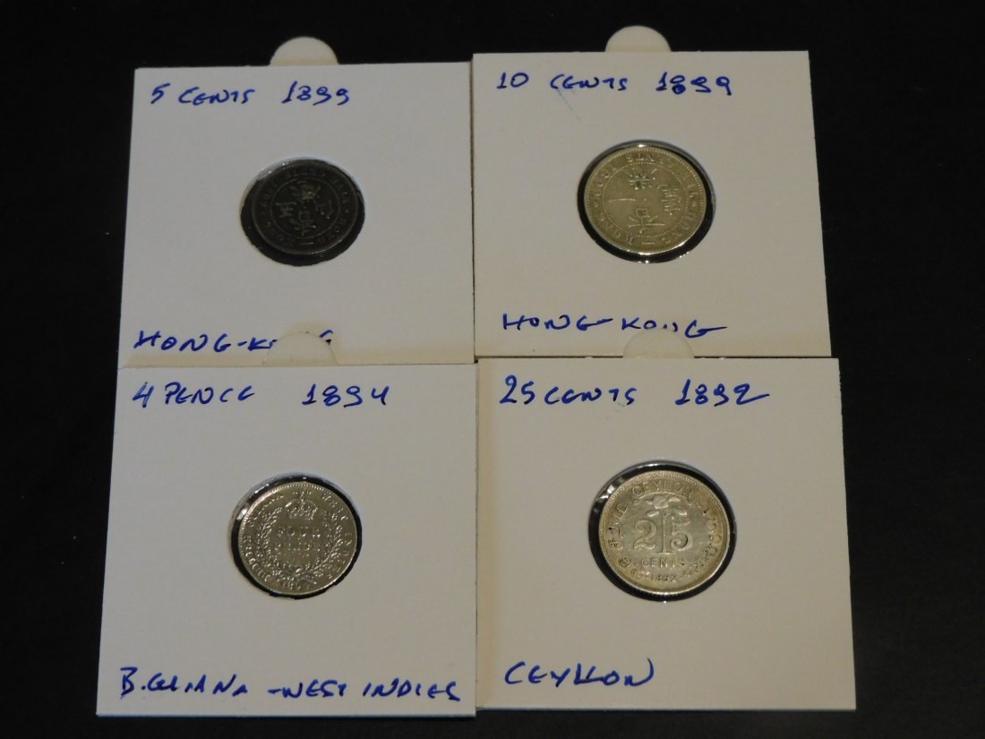  HONG-KONG 5-10C 1899-CEYLON 25C 1892-B.GUIANA 4P.1892.GRADE-PLEASE SEE PHOTOS.   