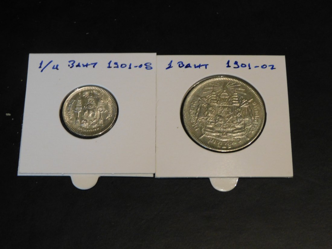  THAILAND 1/4-1 BAHT 1901-08.GRADE-PLEASE SEE PHOTOS.   