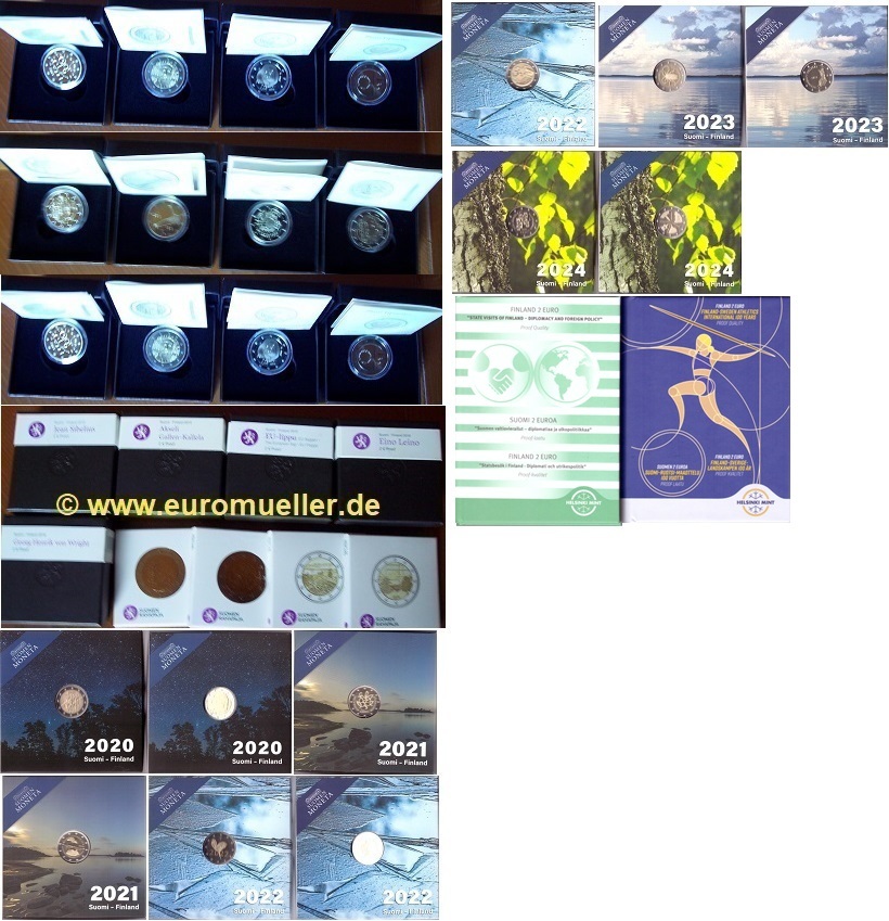 Finnland 34x 2 Euro Gedenkmünze 2007 - 2025...in PP   