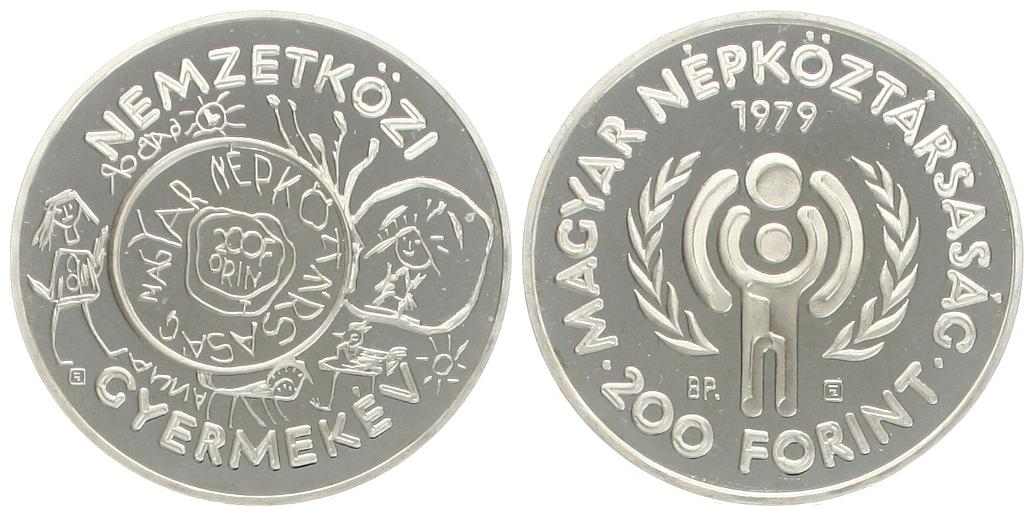  Ungarn: 200 Forinth 1979, zum internationalen Jahr des Kindes, stgl, selten, näheres unten!   