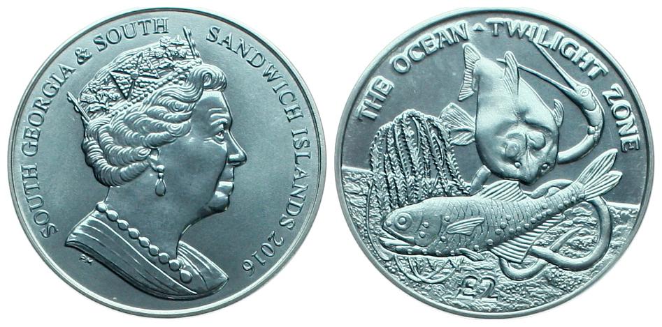  South Georgia & Sandwich Islands: 2 Pfund 2016, Titanium, 9.99 gr. nur 5000 Exemplare!   