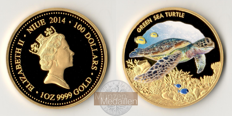 Niue MM-Frankfurt Feingold: 31,1g 100 Dollar Turtle 2022 