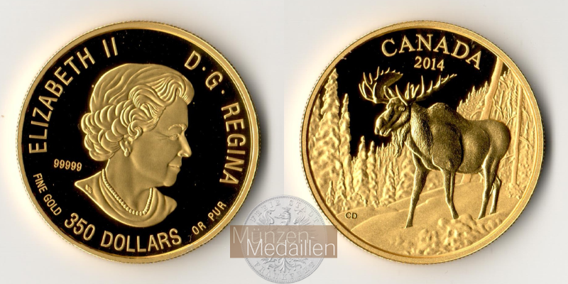 Kanada MM-Frankfurt Feingewicht: 35g Gold 350 Dollars 2014 