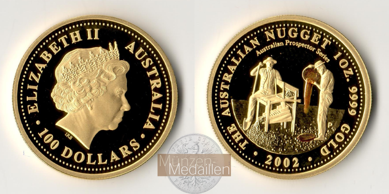 Australien MM-Frankfurt Feingold: 31,1g 100 Dollar (Nugget) 2002 