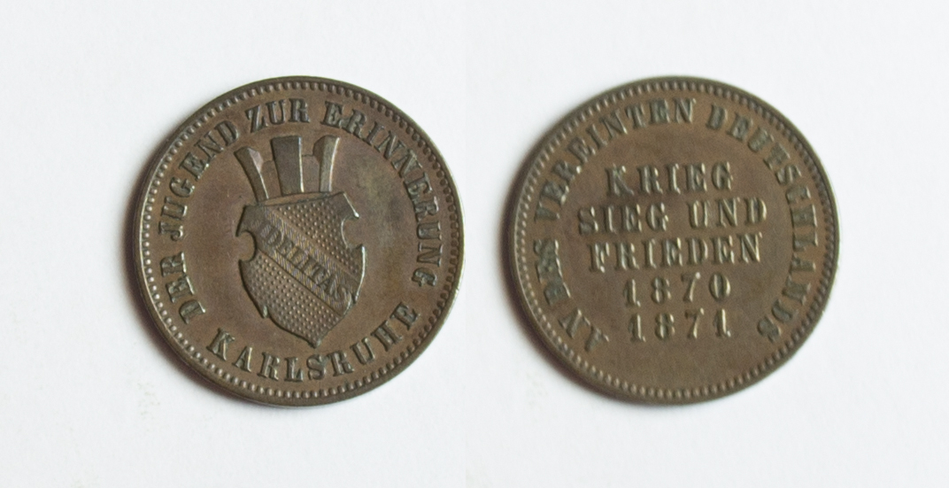  Baden Gedenkmedaille Kreuzer, Krieg Sieg und Frieden. 1870/71   