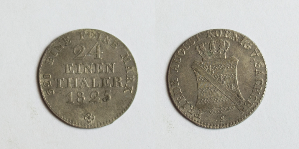  Sachsen-Albertinische Linie 1/24 Taler 1825 S Friedrich August I. 1806-1827 Sehr seltener Jahrgang   
