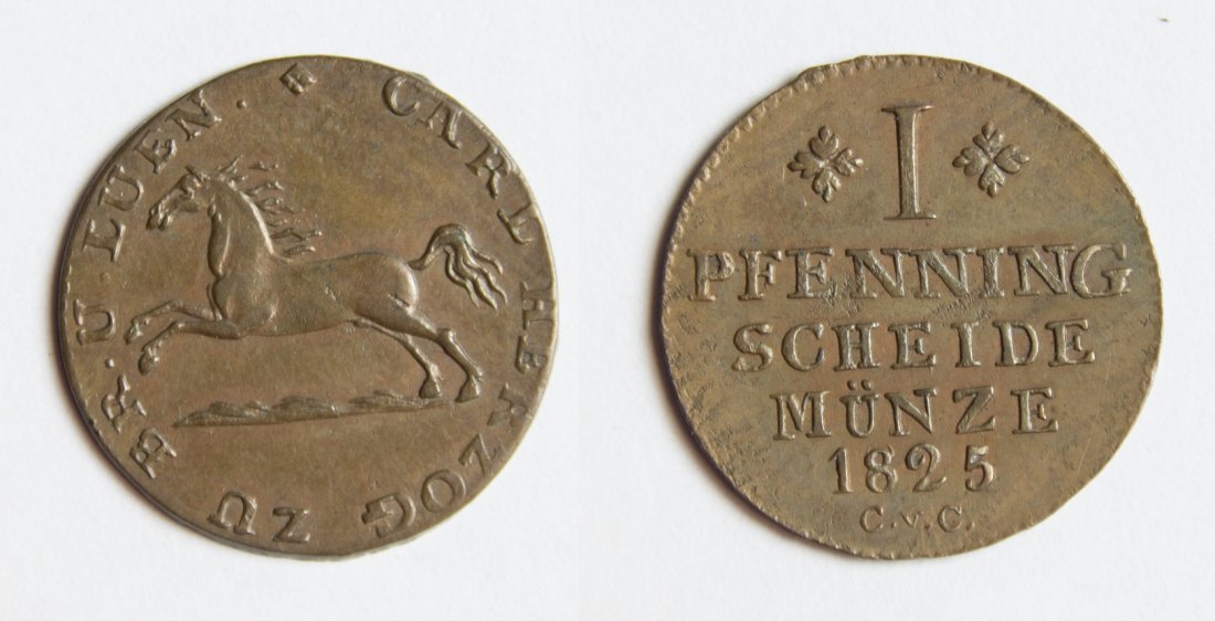  Braunschweig Wolfenbüttel 1 Pfennig 1825 Karl, 1815-1825 ss-vz   