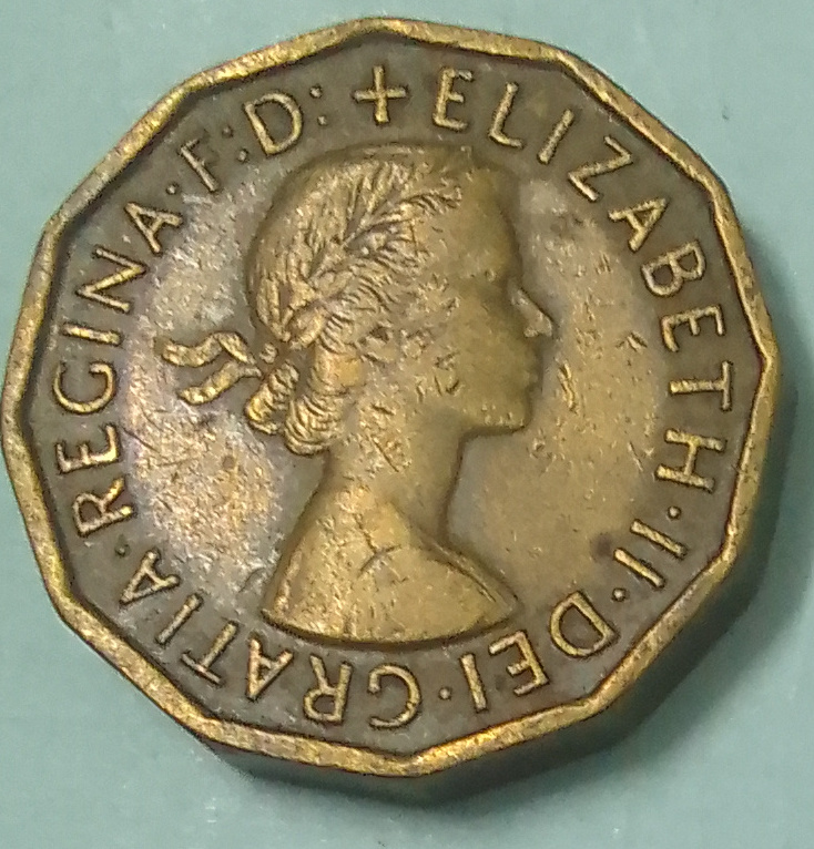  3 PENCE  UK  CIRCULATED COIN ..1965   