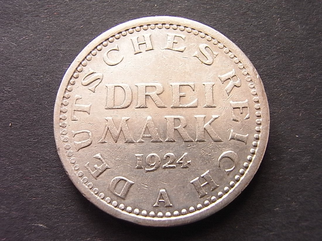  Weimaer Republik 3 Mark 1924 A ss   