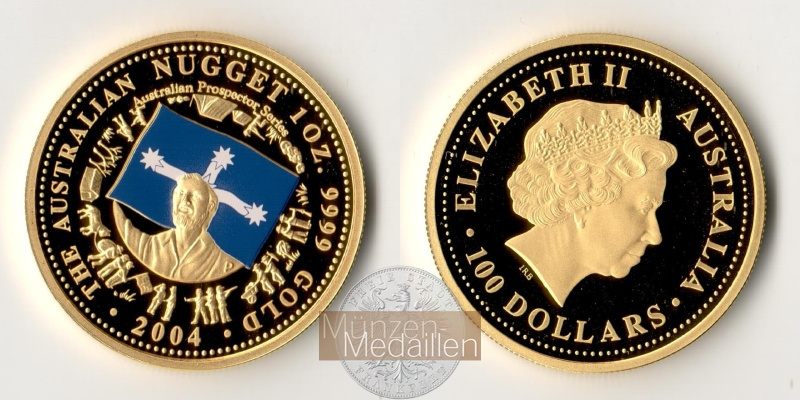 AUSTRALIEN, unab. föd. parl. Monarchie MM-Frankfurt Feingewicht: 31,10g 100 Dollar 2004 Prospectors 2004 