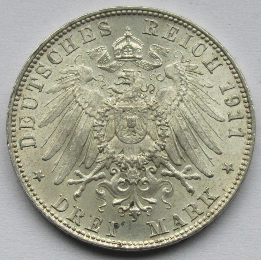  Kaiserreich: Bayern, 3 Mark Luitpold 1911 (Jaeger 49)   