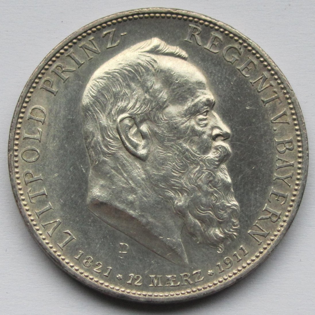  Kaiserreich: Bayern, 5 Mark Luitpold 1911 (Jaeger 50)   