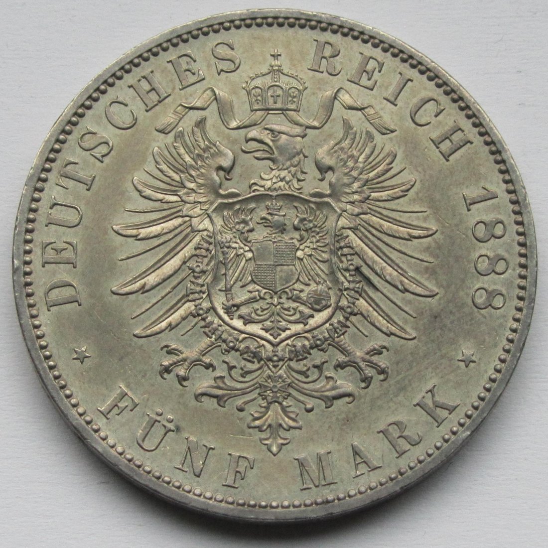  Kaiserreich: Preußen, 5 Mark Friedrich III. 1888 (Jaeger 99)   