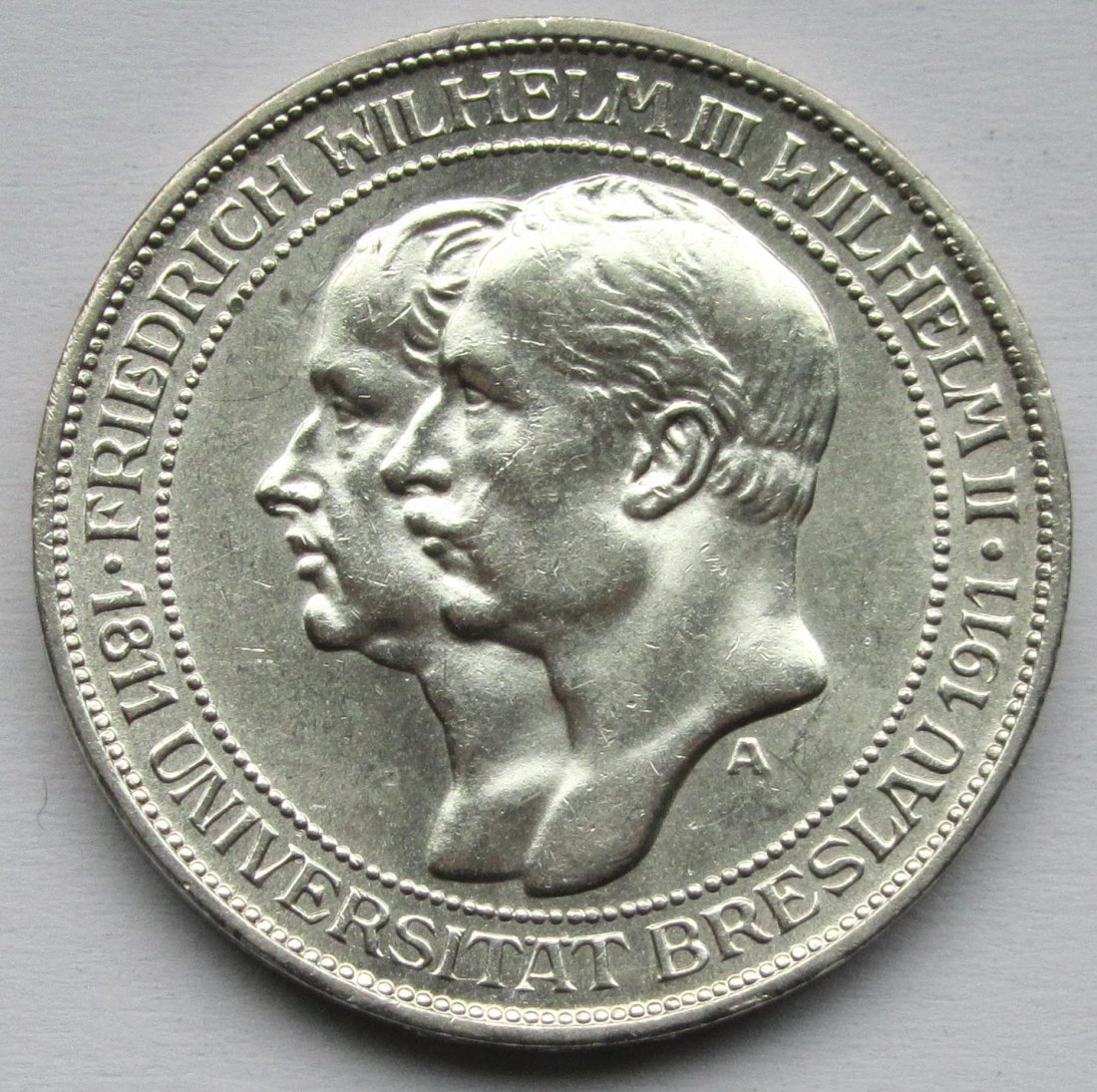  Kaiserreich: Preußen, 3 Mark Universität Breslau 1911 (Jaeger 108)   