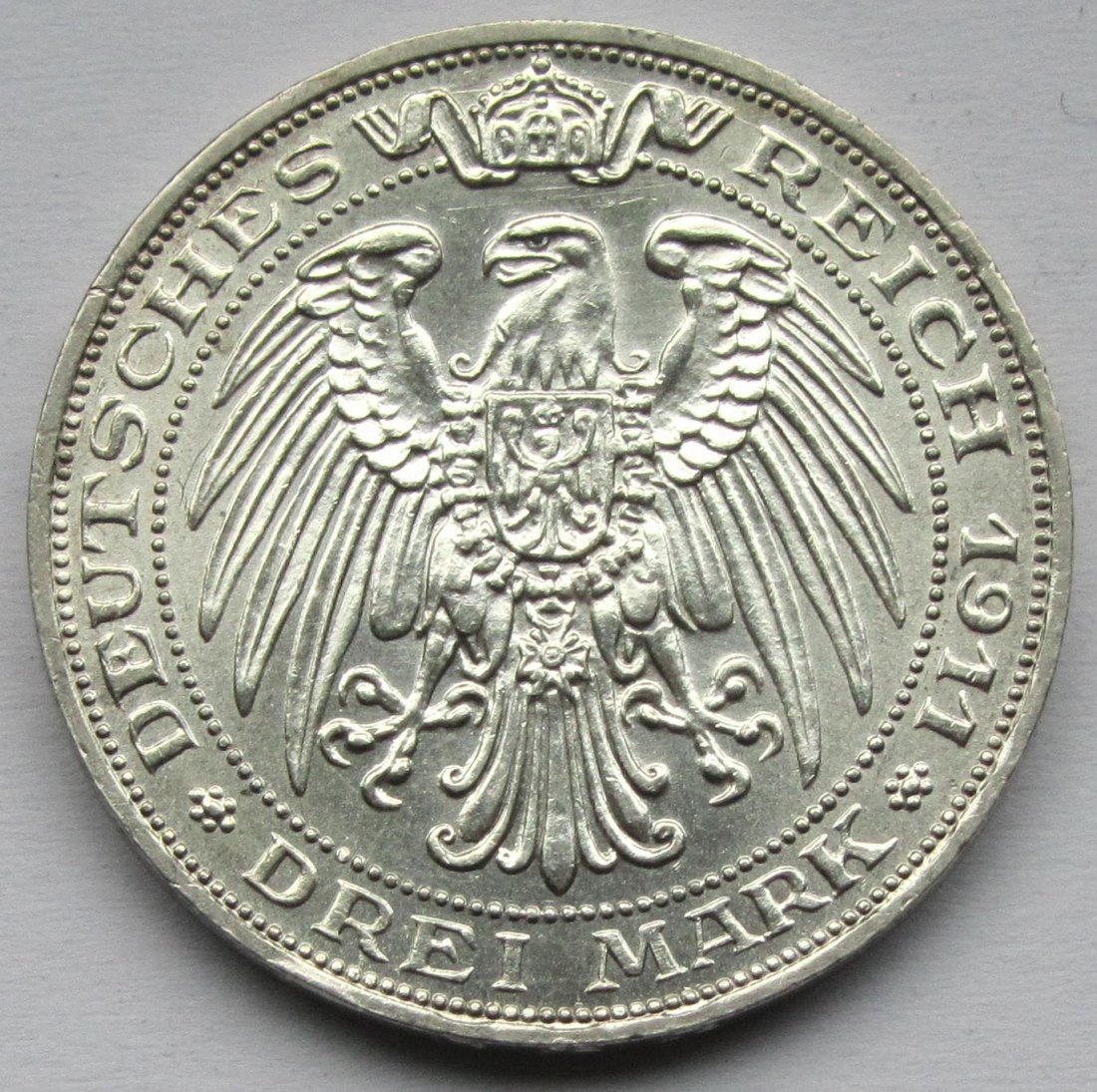  Kaiserreich: Preußen, 3 Mark Universität Breslau 1911 (Jaeger 108)   