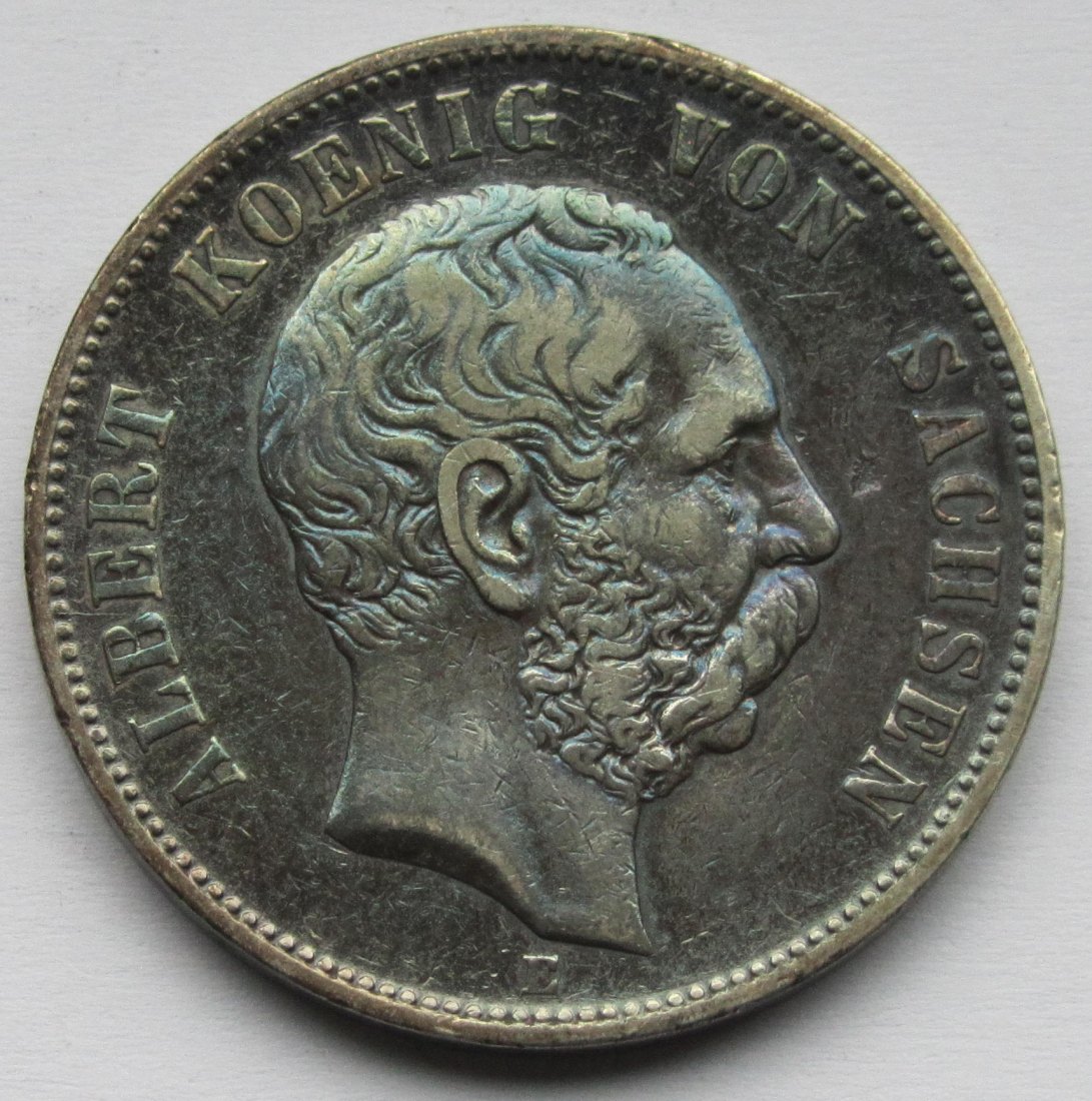  Kaiserreich: Sachsen, 5 Mark Albert (Jaeger 122), 1876   