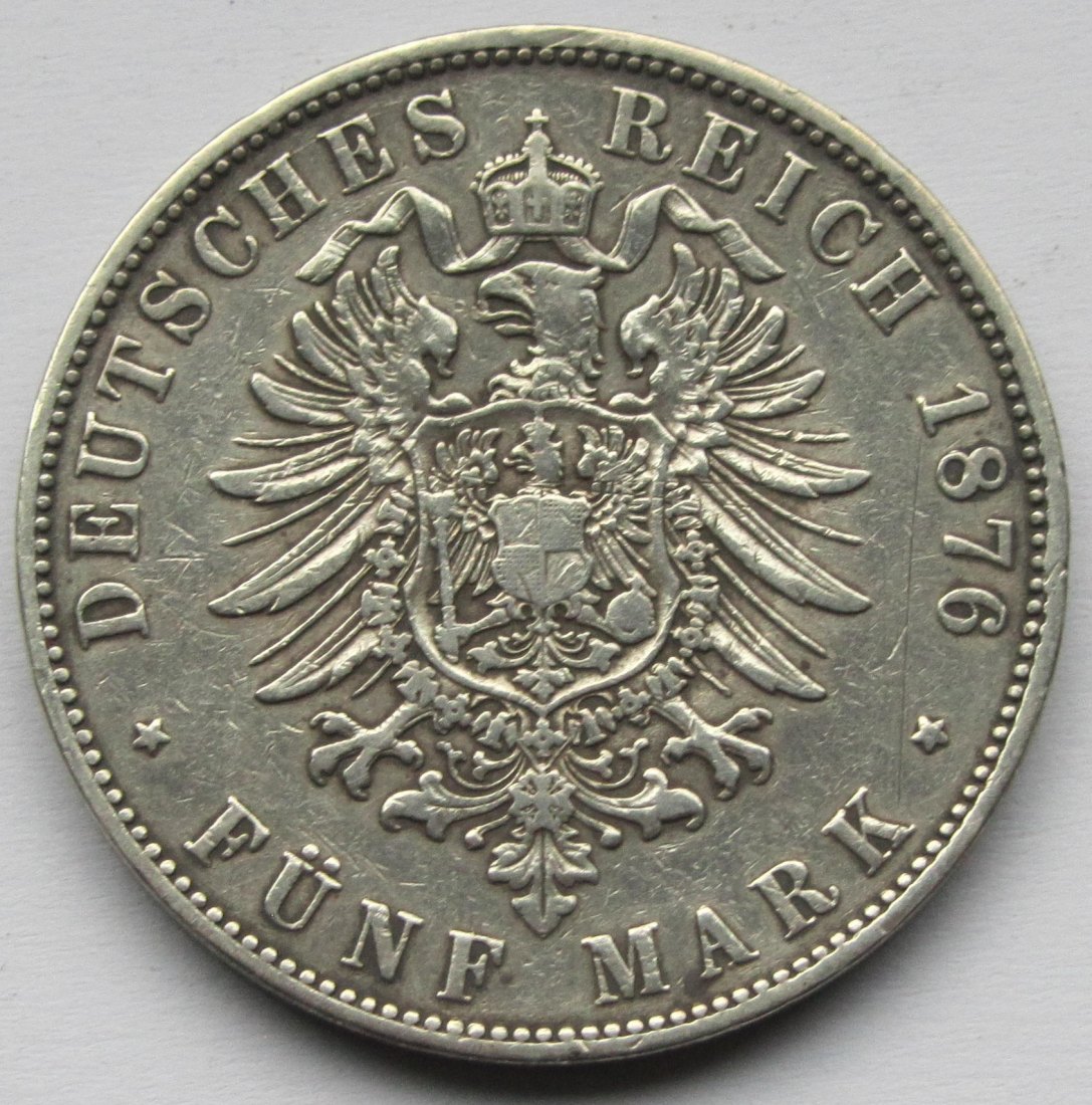  Kaiserreich: Sachsen, 5 Mark Albert (Jaeger 122), 1876   