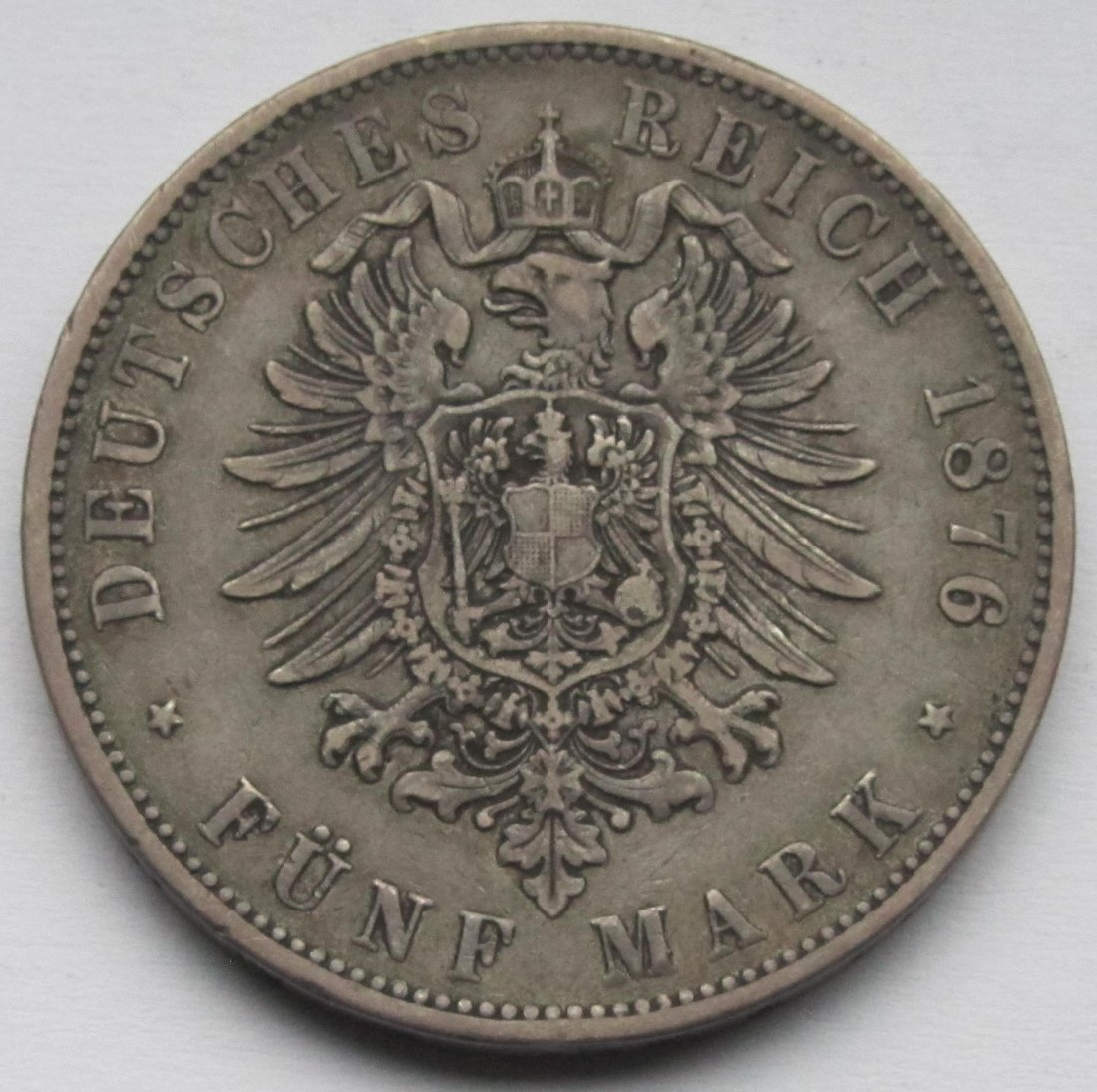  Kaiserreich: Württemberg, 5 Mark Karl (Jaeger 173), 1876   