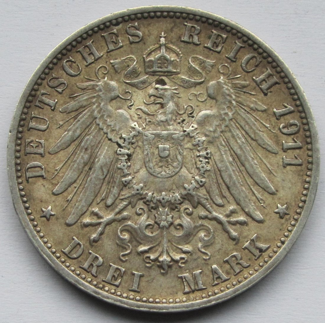  Kaiserreich: Württemberg, 3 Mark Silberne Hochzeit 1911 (Jaeger 177)   
