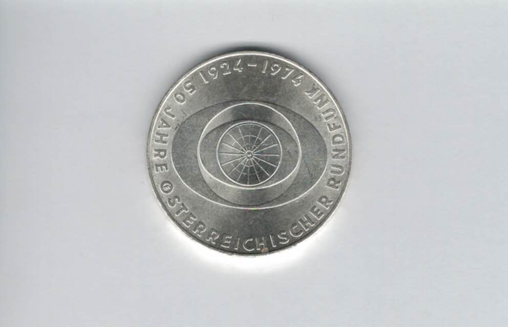  50 Schilling 1974 50 Jahre Rundfunk Ag 12,8g fein Österreich Spittalgold9800 (04504/4)   